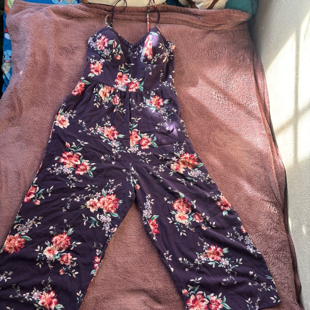 Xhilaration Dark Floral Jumpsuit